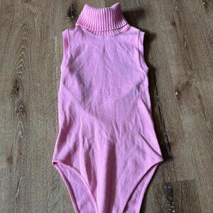 Everlane Pink Cotton–Merino Wool Turtleneck Bodysuit Size XS